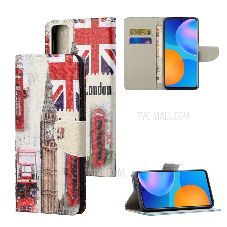 Pattern Printing Cross Texture Leather Wallet Phone Stand Protective Case for Honor 10X Lite - Big Ben-1