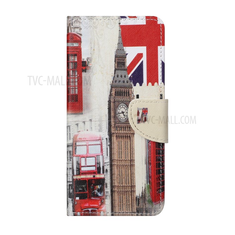 Pattern Printing Cross Texture Leather Wallet Phone Stand Protective Case for Honor 10X Lite - Big Ben-2
