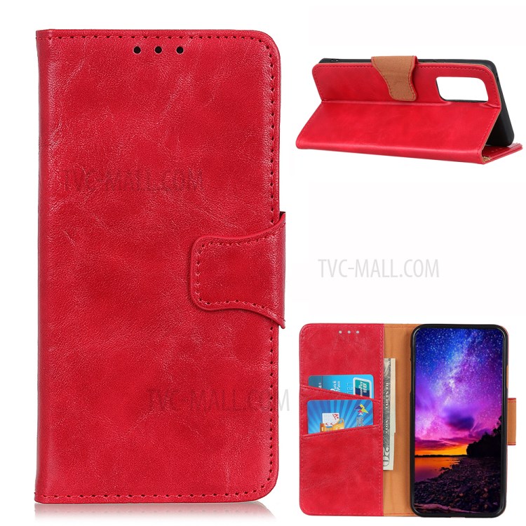 Crazy Horse PU Leather Wallet Stand Protective Shell for Honor 10X Lite - Red-1