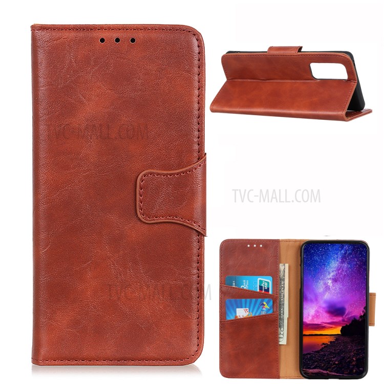 Crazy Horse PU Leather Wallet Stand Protective Shell for Honor 10X Lite - Brown-1