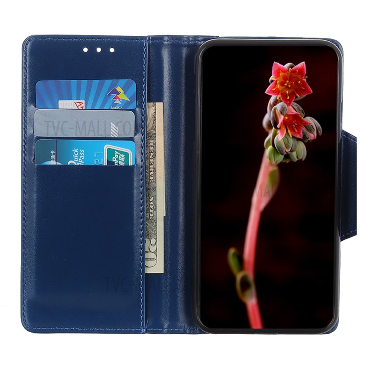 Smooth Surface PU Leather Wallet Cell Phone Stand Case for Honor 10X Lite - Blue-5