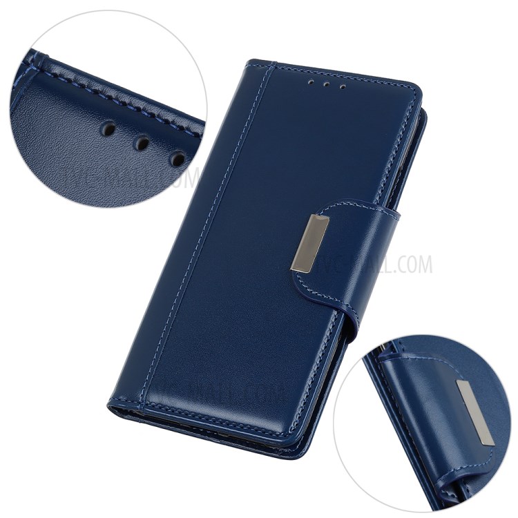 Smooth Surface PU Leather Wallet Cell Phone Stand Case for Honor 10X Lite - Blue-6