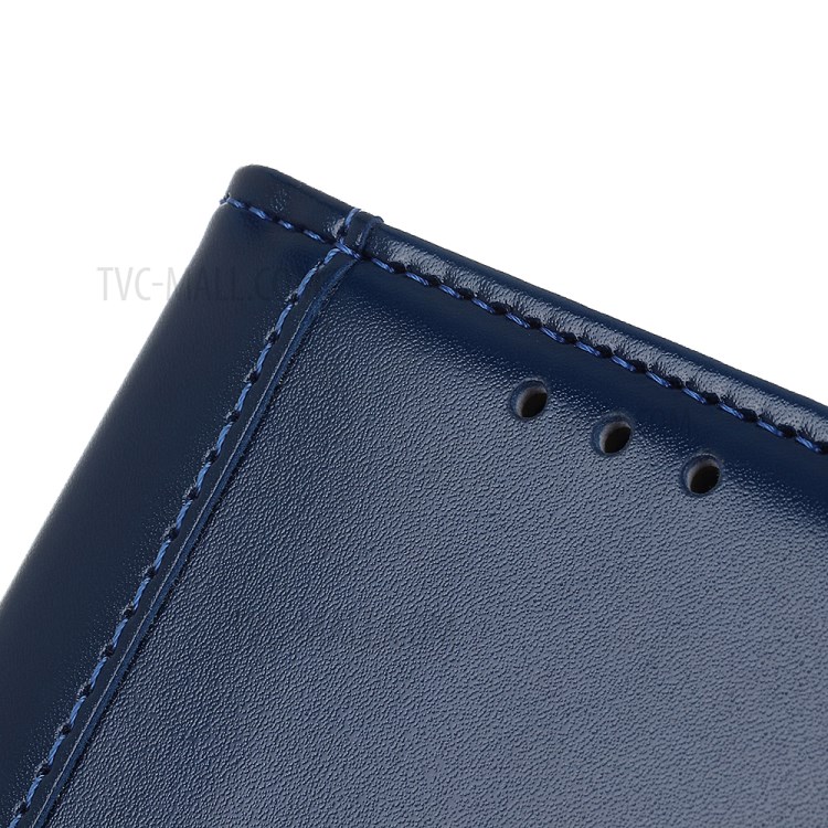 Smooth Surface PU Leather Wallet Cell Phone Stand Case for Honor 10X Lite - Blue-7