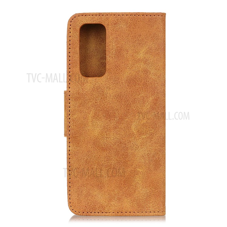 Retro Style Split Leather Wallet Phone Case with Card Slots and Stand for Honor 10X Lite - Brown-2