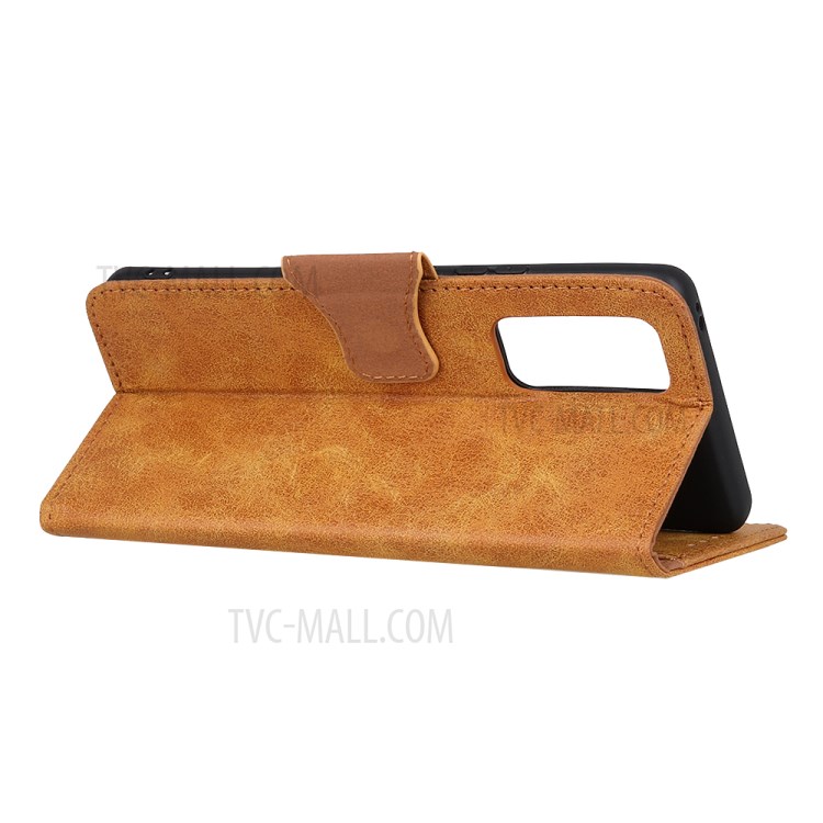Retro Style Split Leather Wallet Phone Case with Card Slots and Stand for Honor 10X Lite - Brown-3