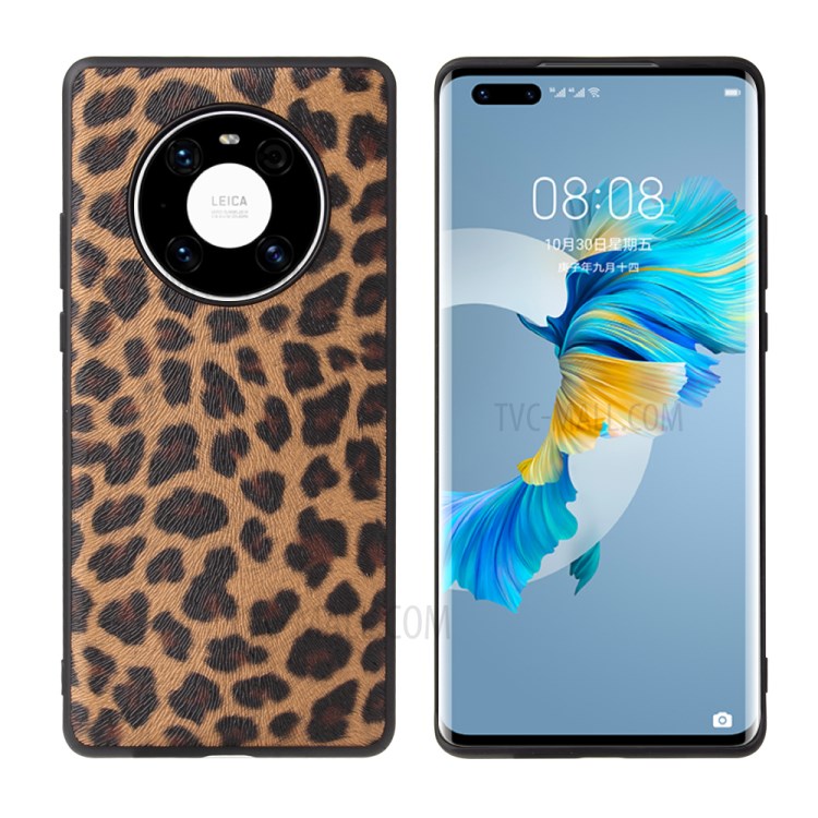Anti-Drop PU Leather Coated Phone Cover Shell for Huawei Mate 40 Pro - Leopard Texture-1