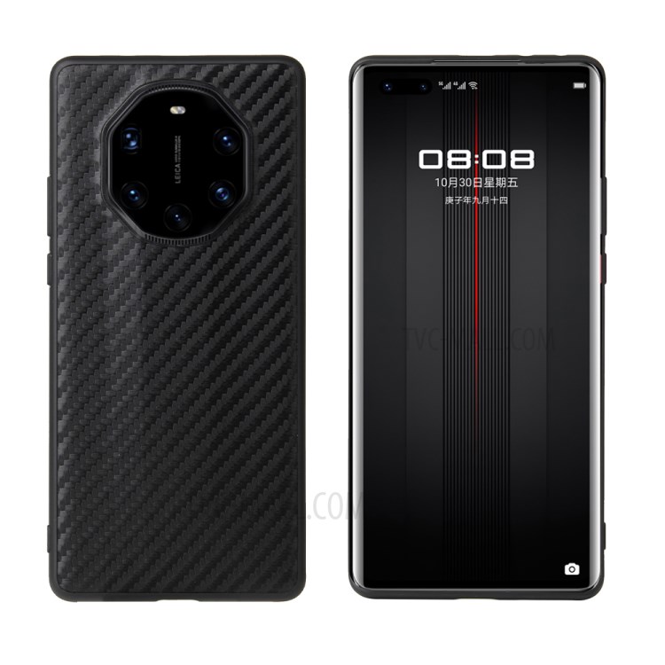 PU Кожаное Покрытие TPU + PC Phone Cover Shell Для Huawei Mate 40 RS Porsche Design - Текстура Углеродного Волокна-1