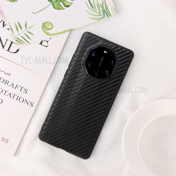 PU Кожаное Покрытие TPU + PC Phone Cover Shell Для Huawei Mate 40 RS Porsche Design - Текстура Углеродного Волокна-10