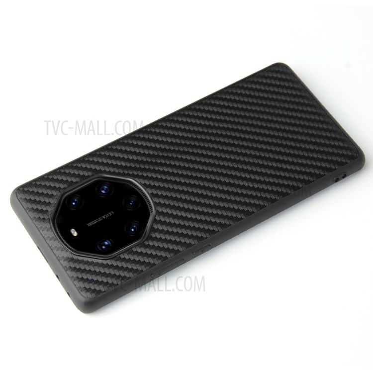 PU Кожаное Покрытие TPU + PC Phone Cover Shell Для Huawei Mate 40 RS Porsche Design - Текстура Углеродного Волокна-2
