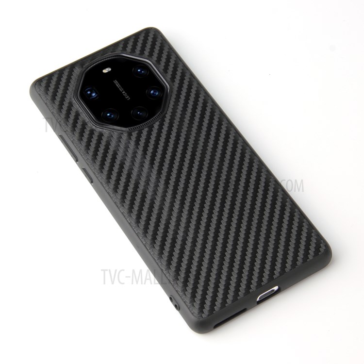 PU Кожаное Покрытие TPU + PC Phone Cover Shell Для Huawei Mate 40 RS Porsche Design - Текстура Углеродного Волокна-3