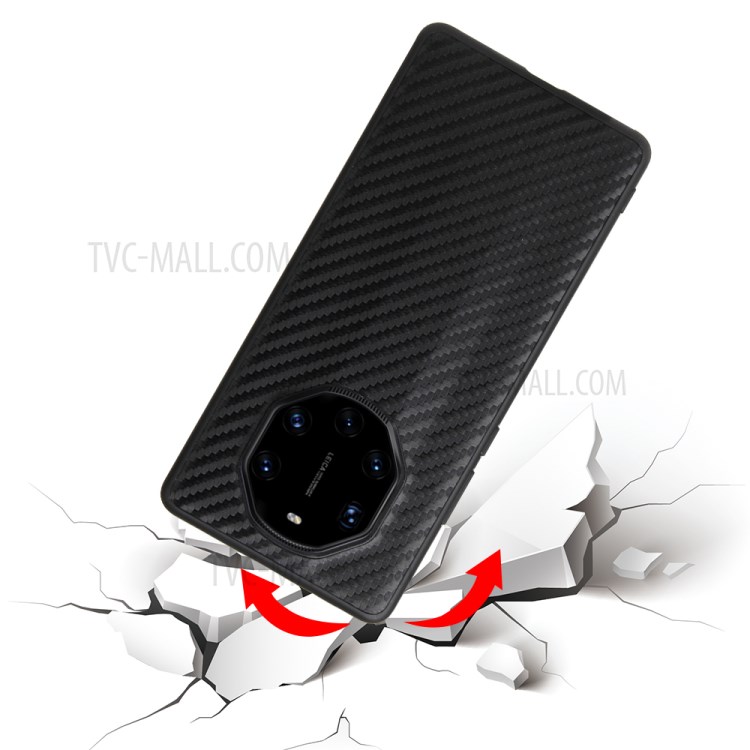 PU Кожаное Покрытие TPU + PC Phone Cover Shell Для Huawei Mate 40 RS Porsche Design - Текстура Углеродного Волокна-6