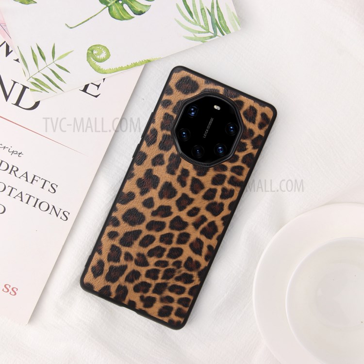 PU Leather Coated TPU + PC Phone Cover Shell for Huawei Mate 40 RS Porsche Design - Leopard Texture-2
