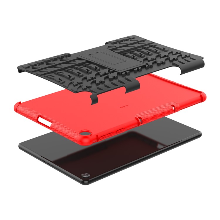 Dazzle Pattern PC + TPU Hybrid Kickstand Cover for Huawei MatePad T10 T10S - Red-10