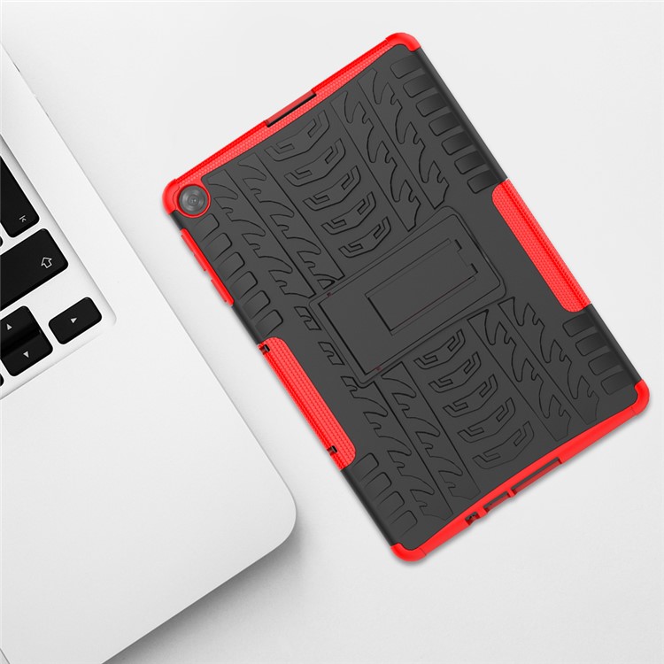 Dazzle Pattern PC + TPU Hybrid Kickstand Cover for Huawei MatePad T10 T10S - Red-13