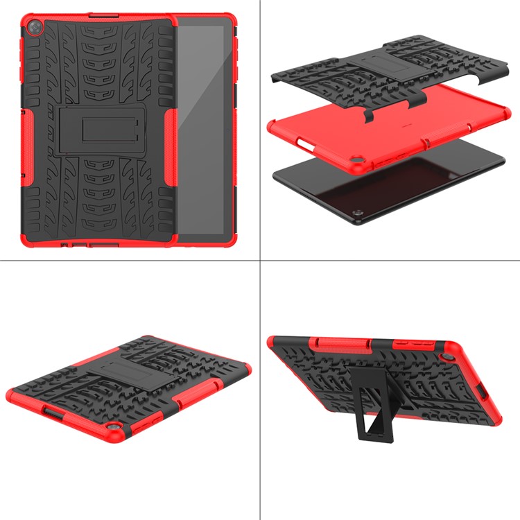 Dazzle Pattern PC + TPU Hybrid Kickstand Cover for Huawei MatePad T10 T10S - Red-3