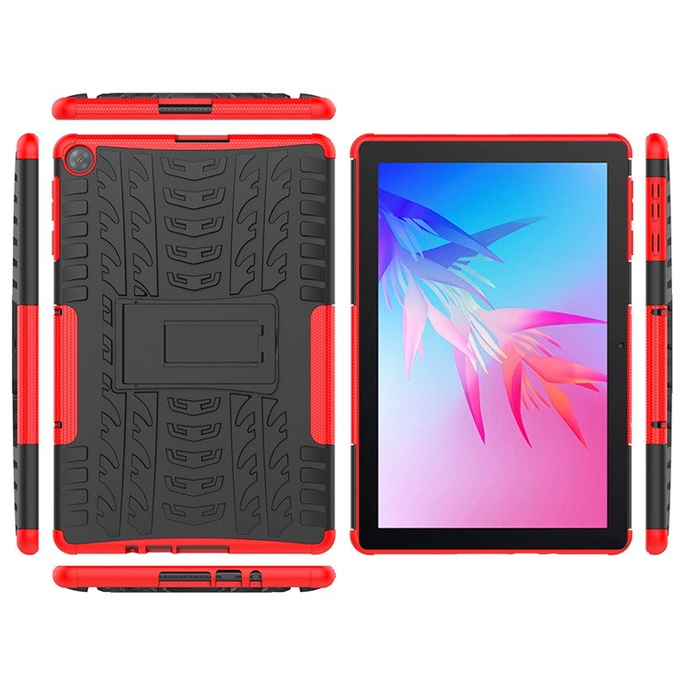 Dazzle Pattern PC + TPU Hybrid Kickstand Cover for Huawei MatePad T10 T10S - Red-4
