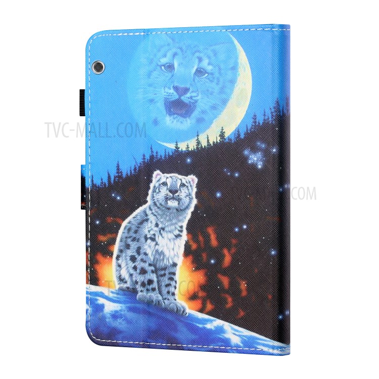Card Holder Pattern Printing Stand Leather Tablet Casing for Huawei MediaPad T5 10.1 - Tiger-3