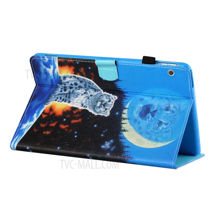 Card Holder Pattern Printing Stand Leather Tablet Casing for Huawei MediaPad T5 10.1 - Tiger-5