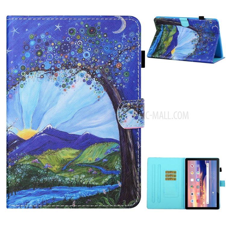 Card Holder Pattern Printing Stand Leather Tablet Casing for Huawei MediaPad T5 10.1 - Landscape-1