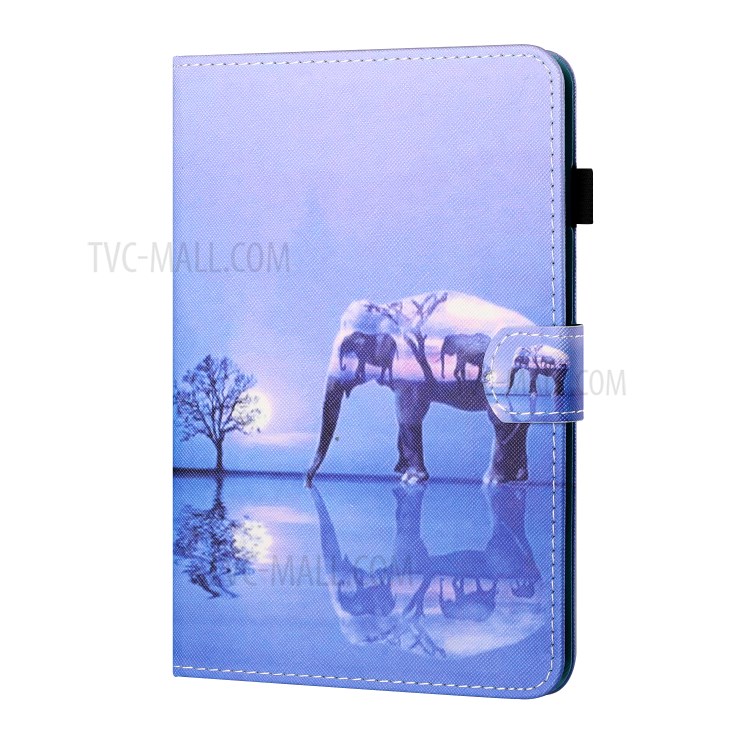 Card Holder Pattern Printing Stand Leather Tablet Casing for Huawei MediaPad T5 10.1 - Elephant-2