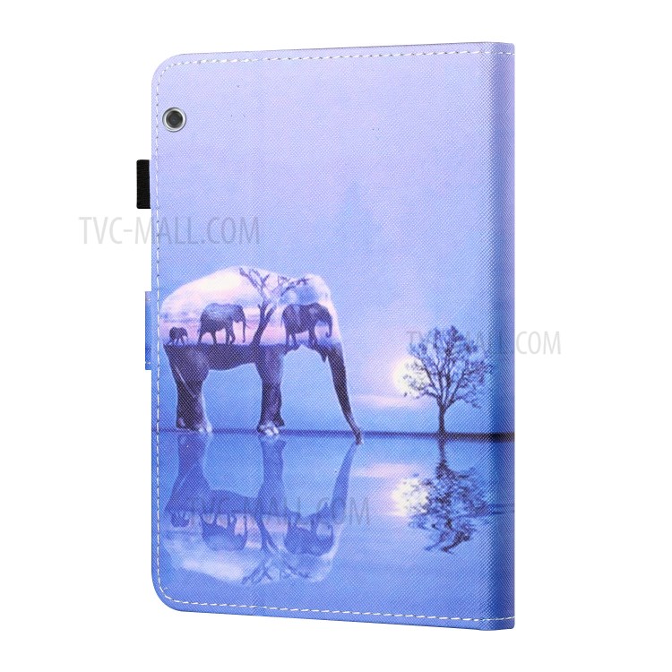 Card Holder Pattern Printing Stand Leather Tablet Casing for Huawei MediaPad T5 10.1 - Elephant-3