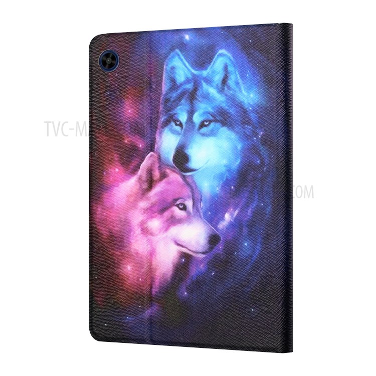Distinctive Pattern Printing for Huawei MatePad T8 Card Slots Stand Flip Leather Cover - Couple Wolf-3