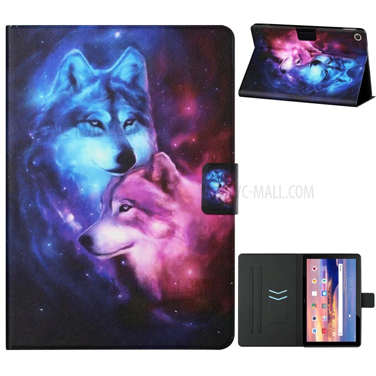 Distinctive Pattern for Huawei MatePad T10S/T10/Enjoy Tablet 2 10.1/Honor Pad X6/Pad 6 10.1-inch Leather Cover - Couple Wolf-1