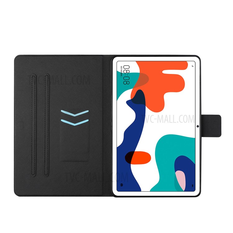 Distinctive Patterned Stand Protector for Honor V6/Huawei MatePad 10.4 (2020) Card Slots Leather Cover - Couple Wolf-7