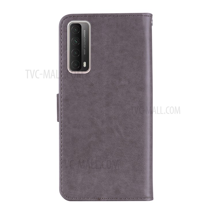 Owl Imprint Rhinestone Decor Leather Phone Case for Huawei P Smart 2021 / Huawei Y7a - Grey-4