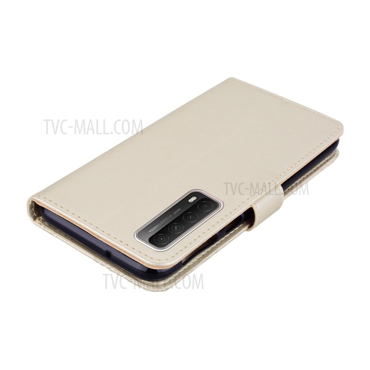 Imprint Owl Flower Leather Shell for Huawei P smart 2021/Y7a Protector Stand Cover - Gold-5