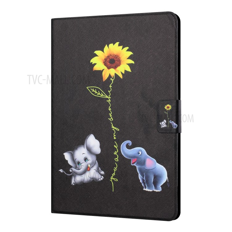 Distinctive Patterned Protector Card Slots Stand Leather Cover for Huawei MediaPad M5 lite 10 - Elephants and Sunflower-2