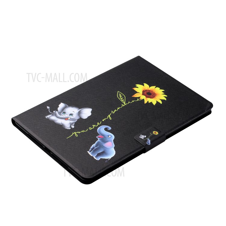 Distinctive Patterned Protector Card Slots Stand Leather Cover for Huawei MediaPad M5 lite 10 - Elephants and Sunflower-4