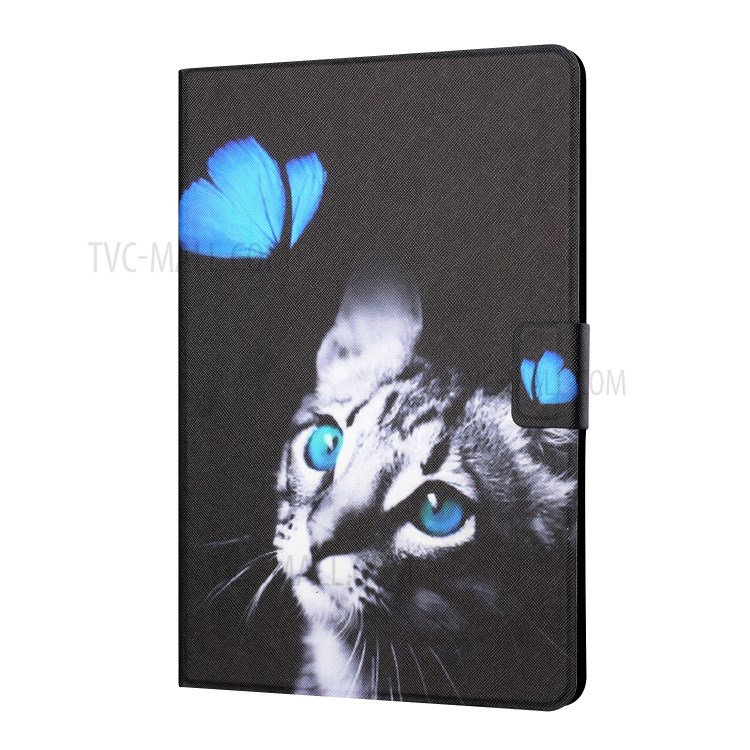 Protector De Soporte De Tragamonedas De Patrones Distintivos Para Huawei Mediéspad T5 10.1 Funda De Cuero - Gato Y Mariposa-2