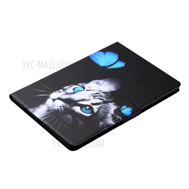 Protector De Soporte De Tragamonedas De Patrones Distintivos Para Huawei Mediéspad T5 10.1 Funda De Cuero - Gato Y Mariposa-4