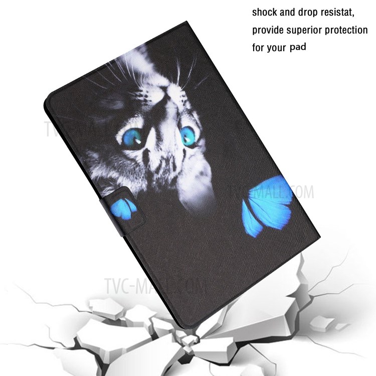 Distinctive Patterned Card Slots Stand Protector for Huawei MediaPad T5 10.1 Leather Cover - Cat and Butterfly-6