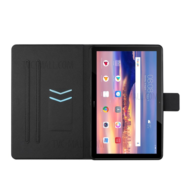 Distinctive Patterned Card Slots Stand Protector for Huawei MediaPad T5 10.1 Leather Cover - Cat and Butterfly-8