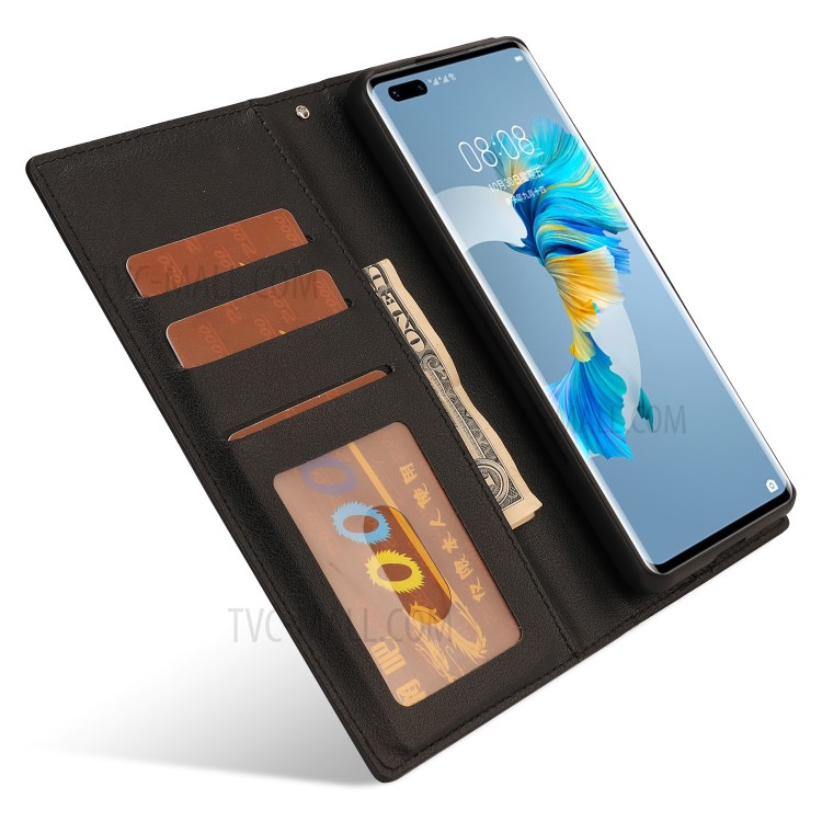 Detachable Wallet Leather Shell Inner TPU Case for Huawei Mate 40 Pro Protective Cover - Black-3