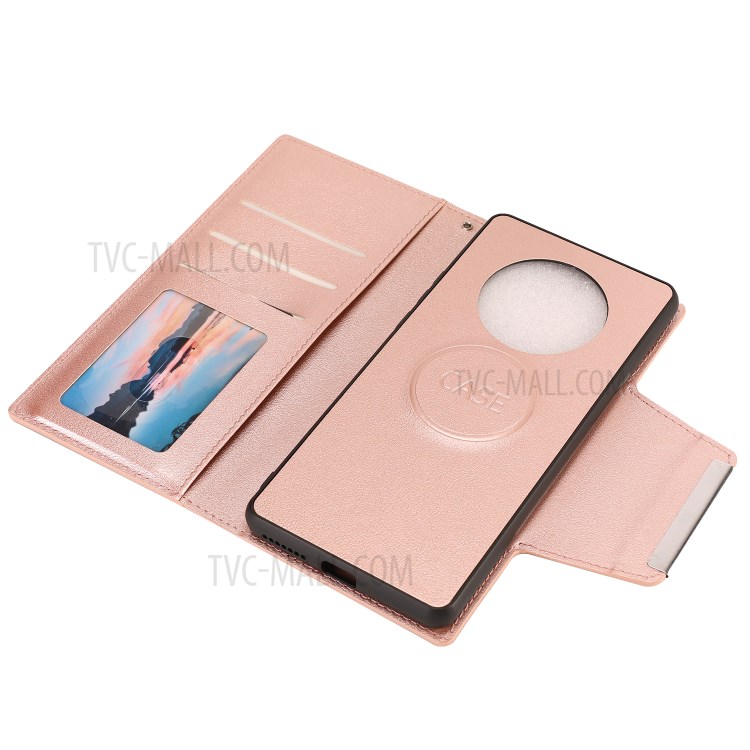 Caja De Cuero De Cuero Billetera Desmontable Caso De TPU Para Huawei Mate 40 Pro Cubierta Protectora - Oro Rosa-4