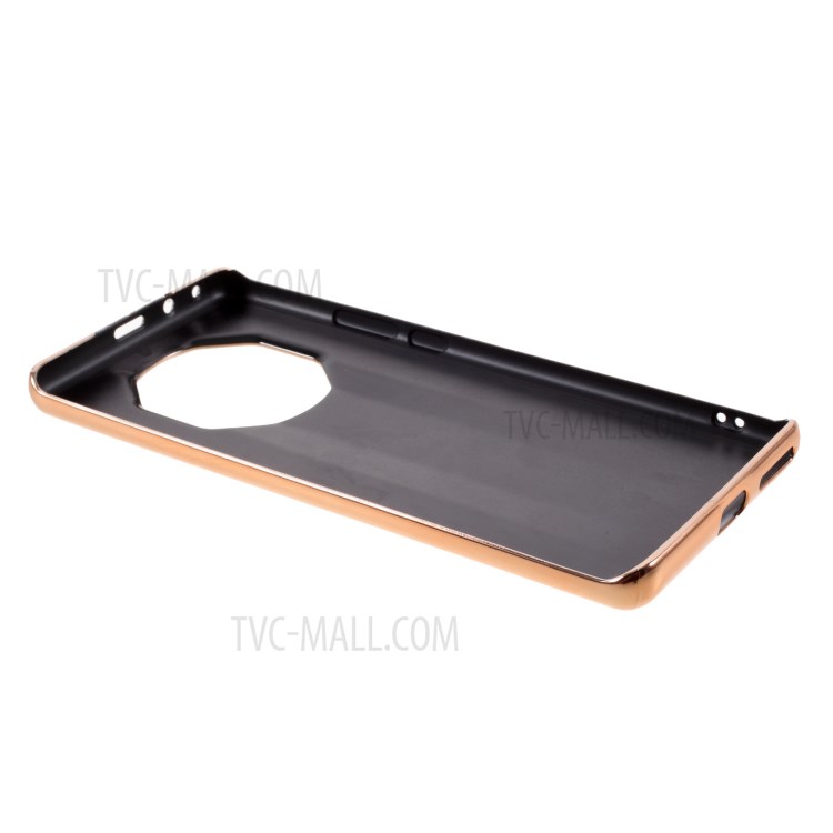 Plated TPU + Genuine Leather Litchi Texture Phone Case for Huawei Mate 40 RS Porsche Design - Blue-6