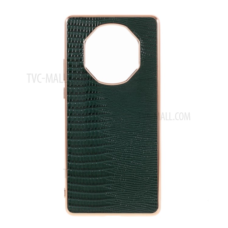Plated TPU + Genuine Leather Lizard Texture Phone Case for Huawei Mate 40 RS Porsche Design - Green-1
