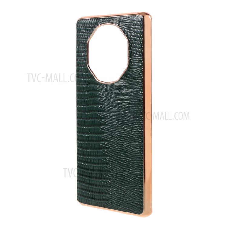 Plated TPU + Genuine Leather Lizard Texture Phone Case for Huawei Mate 40 RS Porsche Design - Green-2