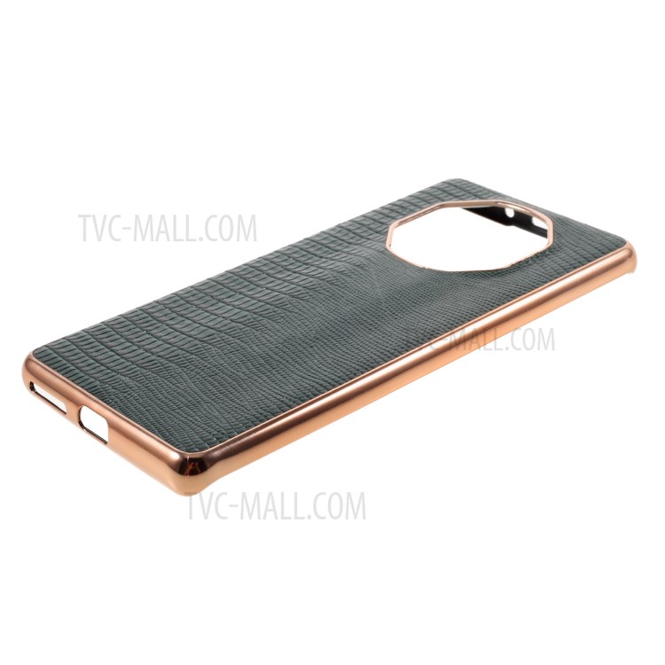 Plated TPU + Genuine Leather Lizard Texture Phone Case for Huawei Mate 40 RS Porsche Design - Green-5
