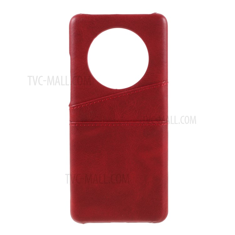 Double Card Slots PU Leather Coated PC Cover for Huawei Mate 40 - Red-1