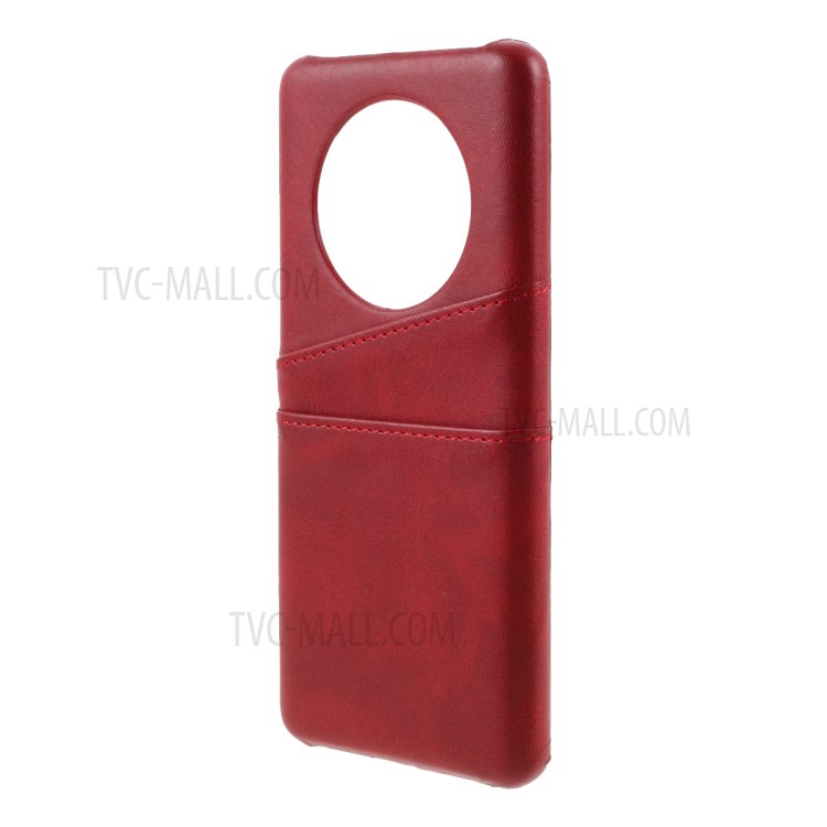 Double Card Slots PU Leather Coated PC Cover for Huawei Mate 40 - Red-2