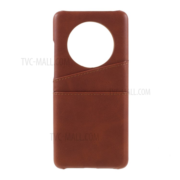 Double Card Slots PU Leather Coated PC Cover for Huawei Mate 40 - Dark Brown-1