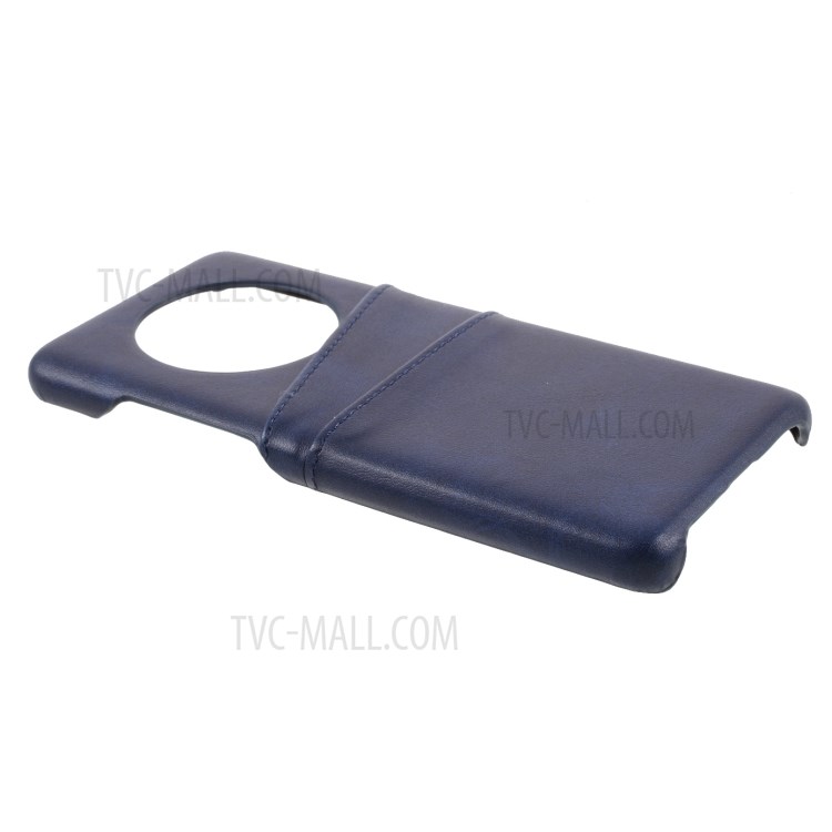 Double Card Slots PU Leather Coated PC Cover for Huawei Mate 40 Pro - Blue-5