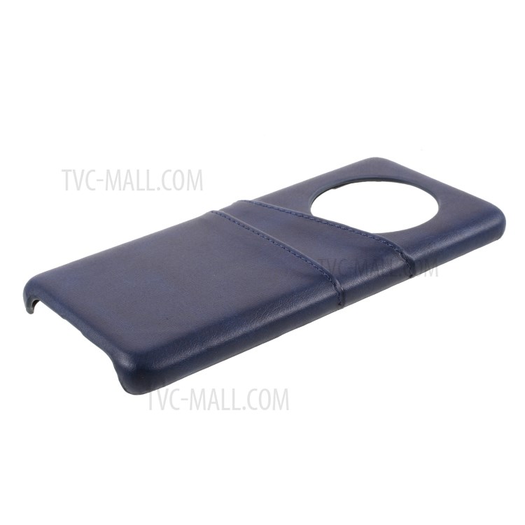 Double Card Slots PU Leather Coated PC Cover for Huawei Mate 40 Pro - Blue-6