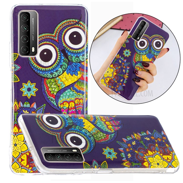 Unique Noctilucent IMD TPU Case for Huawei P smart 2021/Y7a Protective Cover - Owl-2
