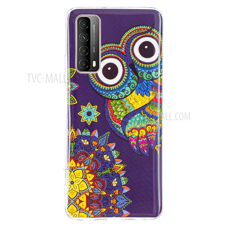 Unique Noctilucent IMD TPU Case for Huawei P smart 2021/Y7a Protective Cover - Owl-3