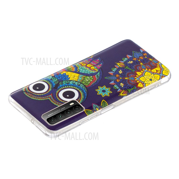 Unique Noctilucent IMD TPU Case for Huawei P smart 2021/Y7a Protective Cover - Owl-4